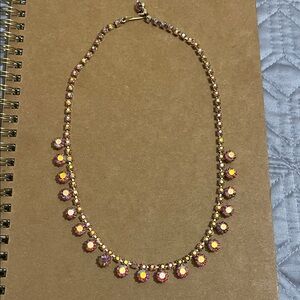Pink and Gold Vintage Rhinestone Necklace, Stunning vintage rhinestones!